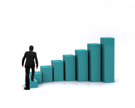 Businessman with growth chart of profits.の写真素材