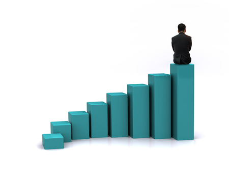 Businessman with growth chart of profits.の写真素材