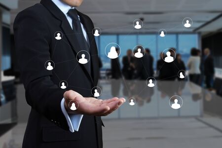 Businessman with a social network.の写真素材