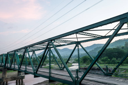 Memorial Bridge at Pai with morning lightの写真素材