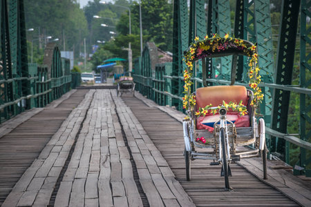 Memorial Bridge at Pai with morning lightの写真素材