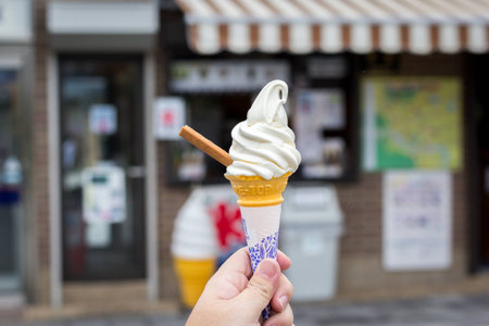 Soft Cream, Ice Cream in coneの写真素材