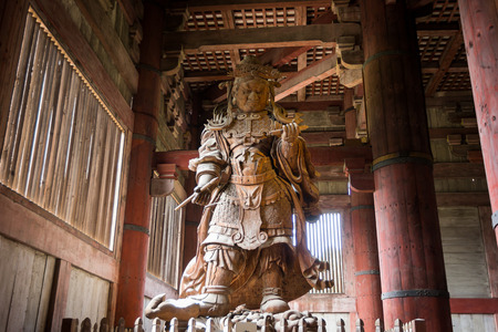Ancient gate guardian in Todai-ji temple in Nara, Japanのeditorial素材