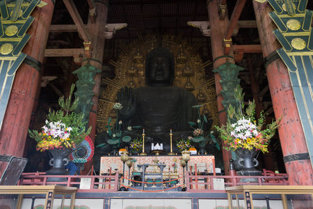 The Great Buddha at Todai-ji temple in Nara, Japan.のeditorial素材