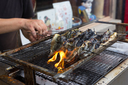 Roasted Eel On the grill, Japanese cuisine, Japanese foodの写真素材