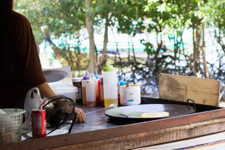 Cooking a Roti, thai style foodの写真素材