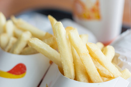 French fries in paper box, fast food