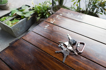 The Keys on the wood tableの写真素材