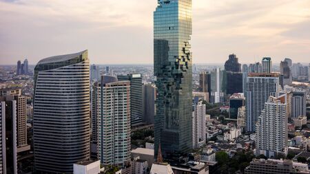 Bangkok City - Aerial view  Bangkok city downtown skyline of Thailand , Cityscape Thailandの写真素材