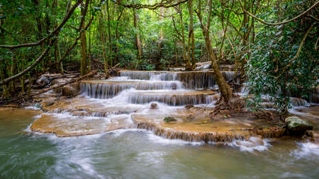 Huay Mae Kamin waterfall  at Khuean Srinagarindra National Park kanchanaburi povince , landscape Thailandの写真素材