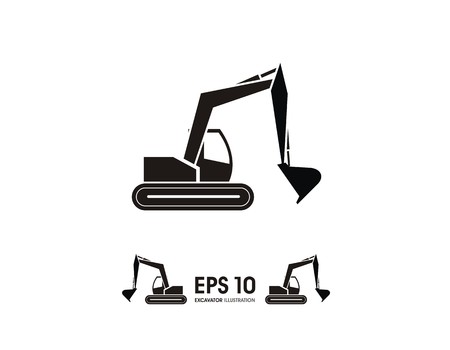 excavator simple black iconのイラスト素材