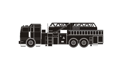 fire department truck in black and whiteのイラスト素材