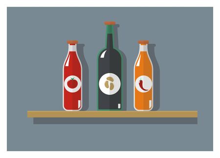 sauce bottle collectionのイラスト素材