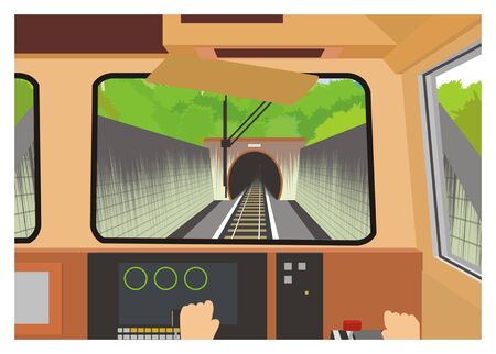 entering the tunnel, locomotive engineer's perspectiveのイラスト素材