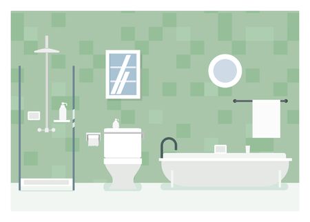 bathroom simple flat ilustrationのイラスト素材