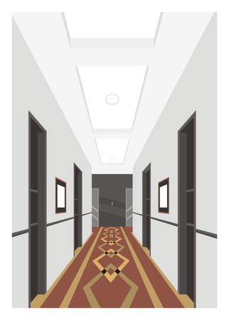 hotel corridor simple illustrationのイラスト素材