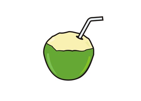 fresh green coconut drink simple illustrationのイラスト素材