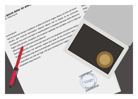 documents and stampのイラスト素材