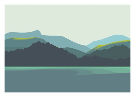 mountain, hill, and coastのイラスト素材