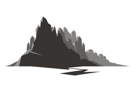 Mountain rocks layered silhouetteのイラスト素材