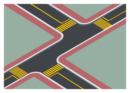 T-junction road crossing simple illustration.
