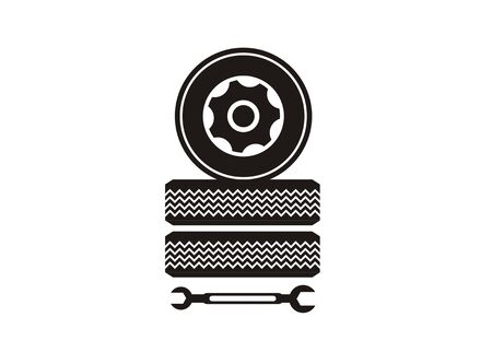tire and wheel service simple iconのイラスト素材