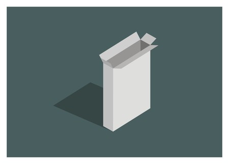 opened/unboxed standing thin paper box simple illustration