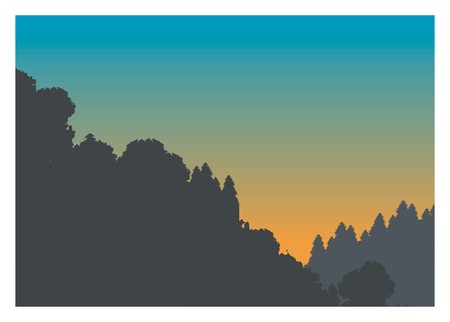 mountain slope sillhouette in a dawnのイラスト素材