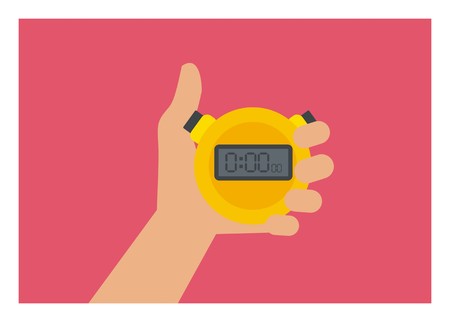 hand holding stopwatch simple illustrationのイラスト素材