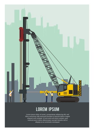 diesel hammer vehicle on the site projectのイラスト素材