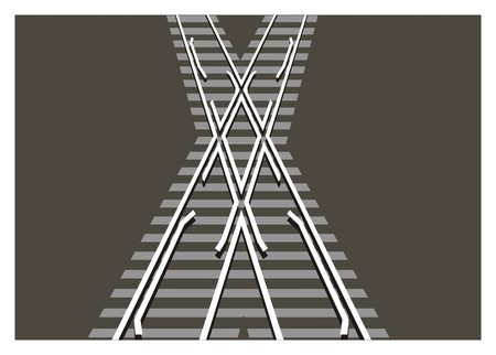 level junction railroad/railroad crossing simple illustrationのイラスト素材