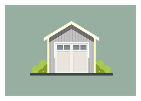 closed wooden garage simple illustrationのイラスト素材