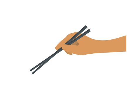 Hand holding chopstick. Simple illustrationのイラスト素材