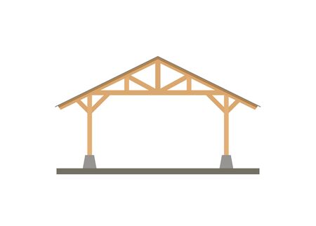 Canopy building with wooden frame. Simple illustrationのイラスト素材