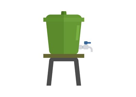 Bucket with faucet. Simple flat illustrationのイラスト素材