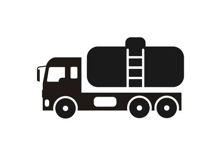 Tanker truck. Simple illustration in black and whiteのイラスト素材