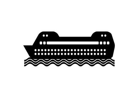 Passenger ship. Simple illustration in black and whiteのイラスト素材