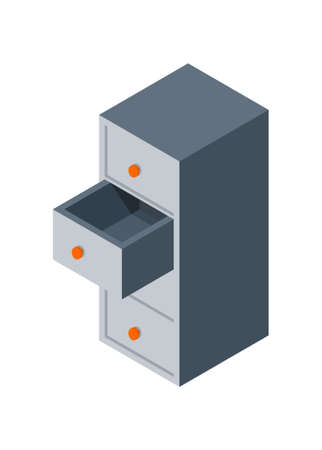 Empty filing cabinet. Simple flat illustration in isometric viewのイラスト素材