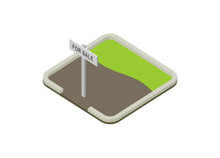 Land for sale. Simple flat illustration in isometric viewのイラスト素材