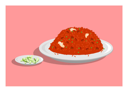 Big portion fried rice. Simple flat illustration.のイラスト素材