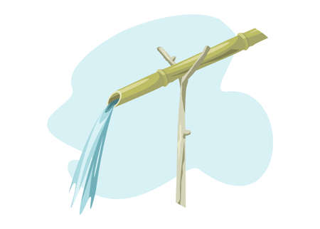 Bamboo water shower. Simple flat illustrationのイラスト素材