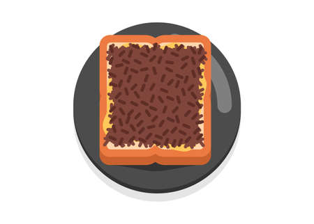Bread with chocolate sprinkles topping. Simple flat illustrationのイラスト素材