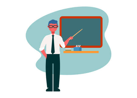 Teacher teaching. Simple flat illustration.のイラスト素材