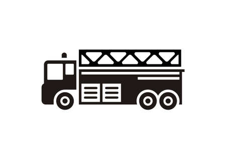 Fire department truck. Fire truck. Simple illustration in black and white.