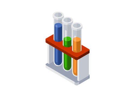 Laboratory test tube in isometric view. Simple flat illustration.のイラスト素材