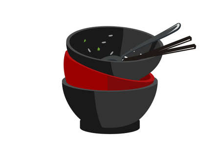 Bowl stack. Simple flat illustration.のイラスト素材