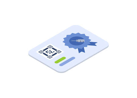 Vaccine certificate card in isometric view. Simple flat illustration.のイラスト素材