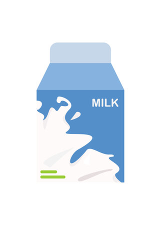 Milk in carton packaging. Simple flat illustrationのイラスト素材