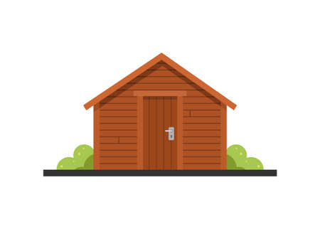 Small wooden hut building. Simple flat illustration.のイラスト素材