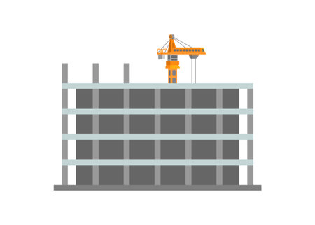 Unfinished building. Construction site. Simple flat illustrationのイラスト素材